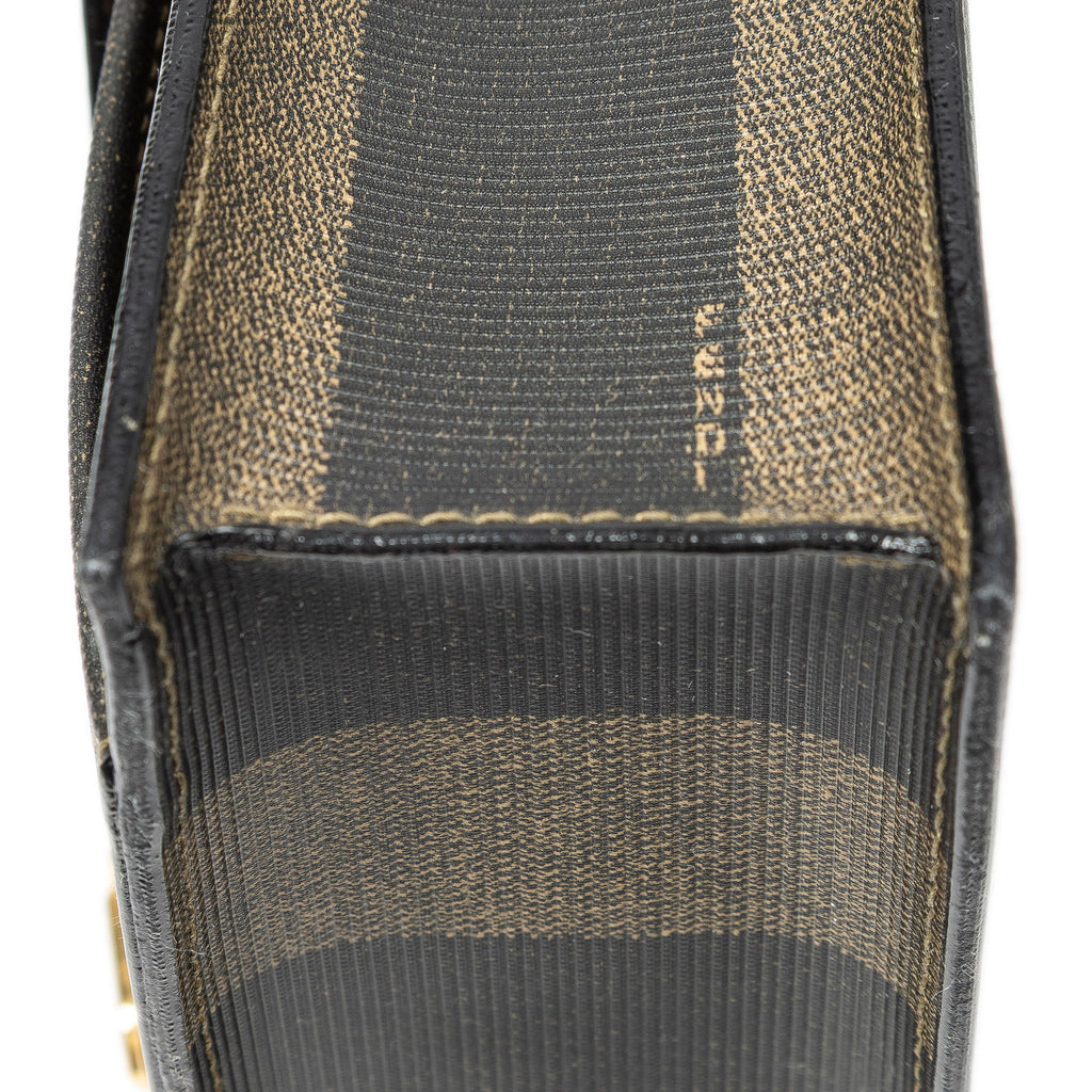 Clutch Vintage Flap Clutch Brown Pequin Coated Canvas