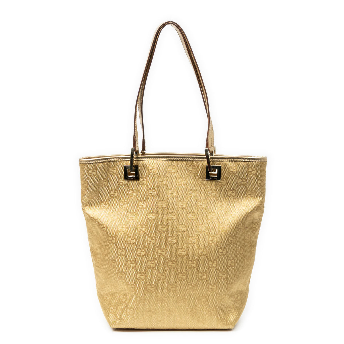 Shoulder Bag Small Bucket Tote Gold Monogrammed Canvas