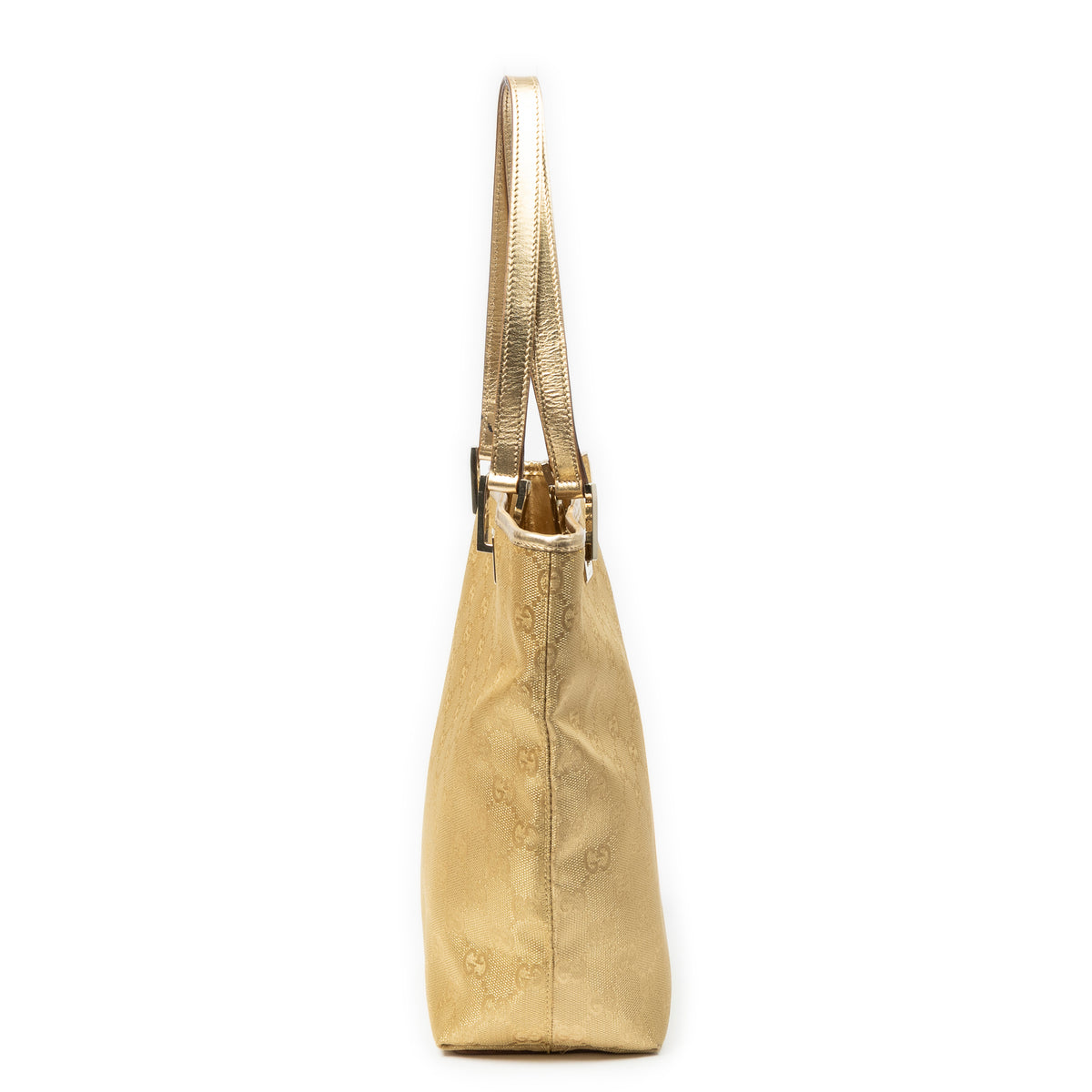 Shoulder Bag Small Bucket Tote Gold Monogrammed Canvas