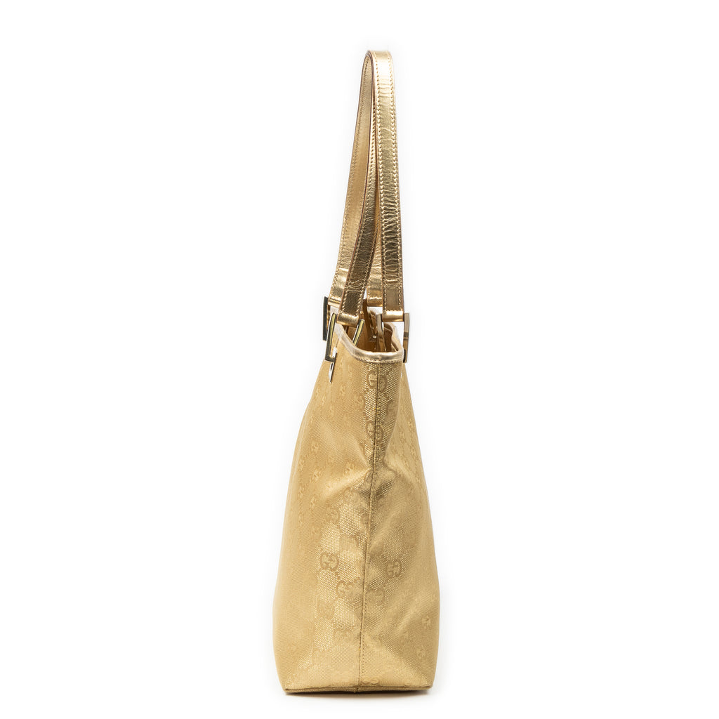 Shoulder Bag Small Bucket Tote Gold Monogrammed Canvas
