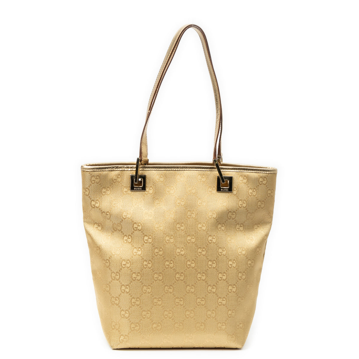Shoulder Bag Small Bucket Tote Gold Monogrammed Canvas