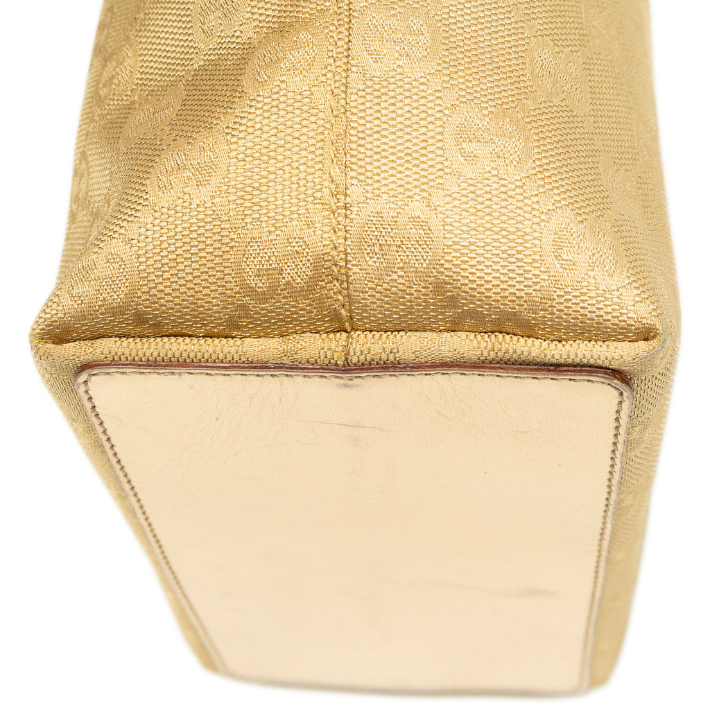 Shoulder Bag Small Bucket Tote Gold Monogrammed Canvas