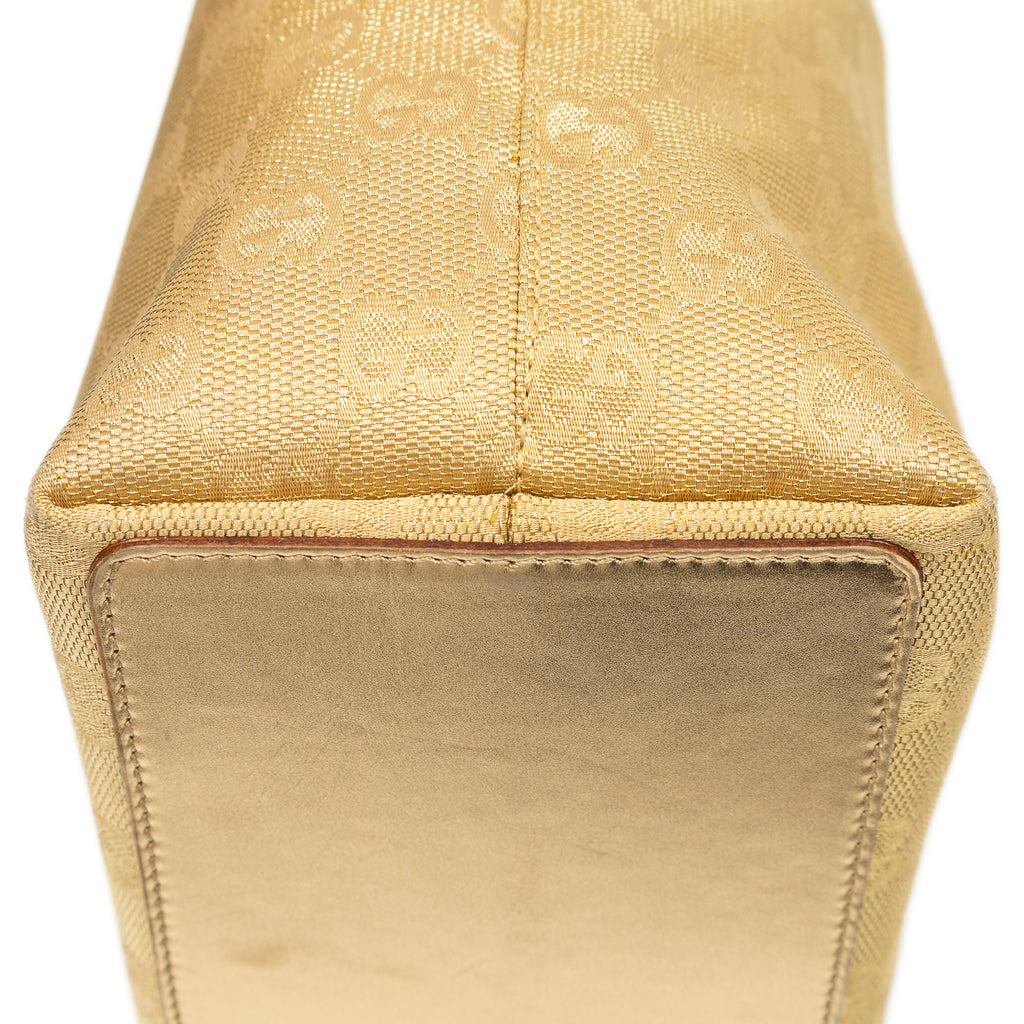 Shoulder Bag Small Bucket Tote Gold Monogrammed Canvas
