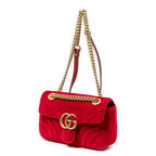 Shoulder Bag Mini GG Marmont Chain Crossbody Red Quilted Velvet Canvas