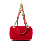 Shoulder Bag Mini GG Marmont Chain Crossbody Red Quilted Velvet Canvas