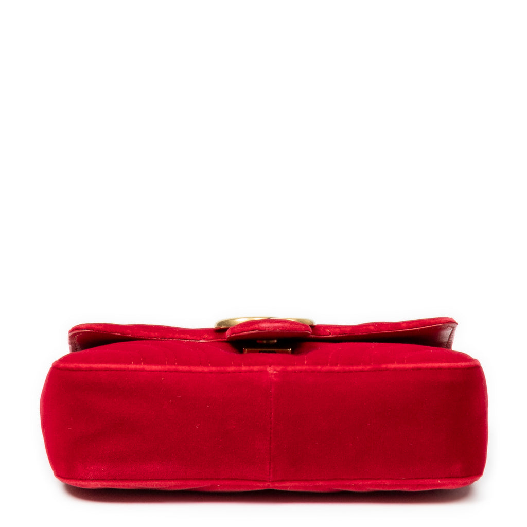 Shoulder Bag Mini GG Marmont Chain Crossbody Red Quilted Velvet Canvas
