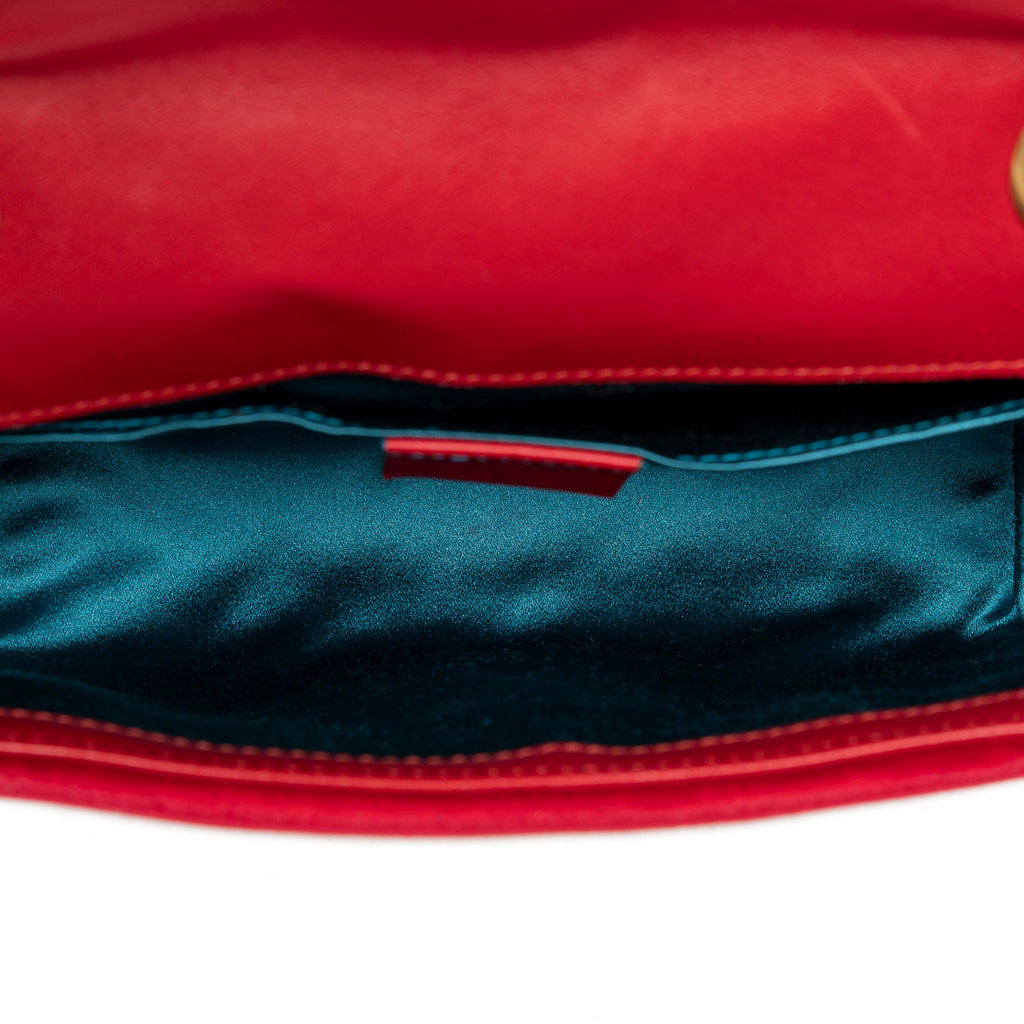 Shoulder Bag Mini GG Marmont Chain Crossbody Red Quilted Velvet Canvas