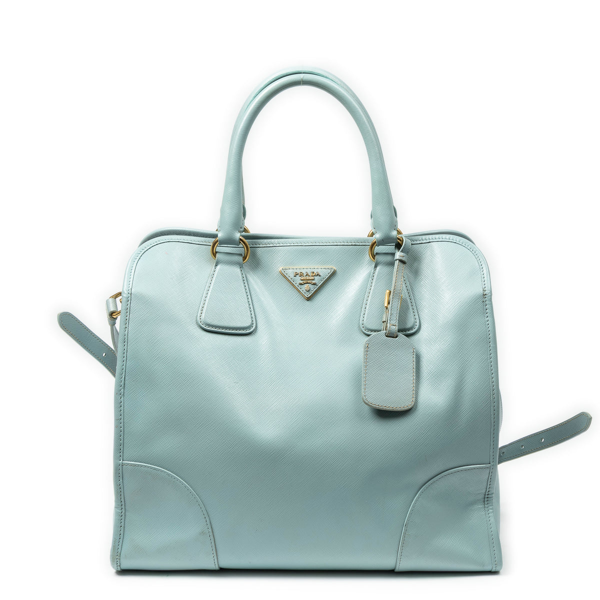 Shoulder Bag Convertible Open Tote Light Blue Saffiano Leather