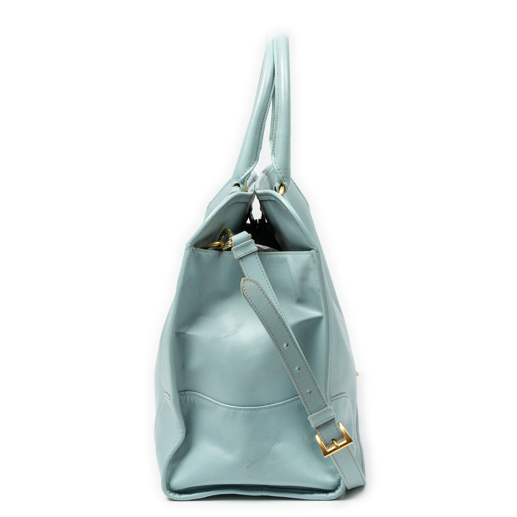 Shoulder Bag Convertible Open Tote Light Blue Saffiano Leather