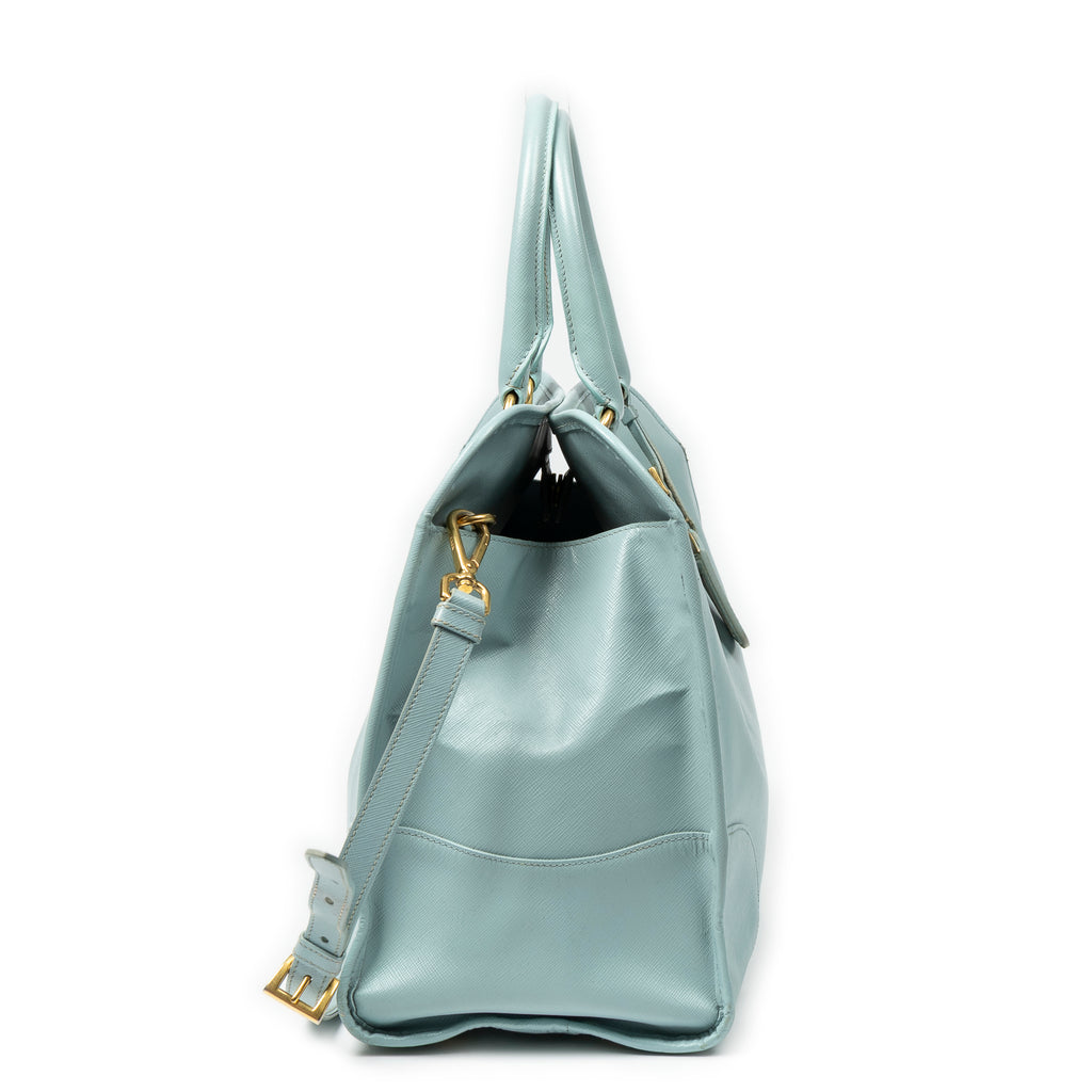 Shoulder Bag Convertible Open Tote Light Blue Saffiano Leather