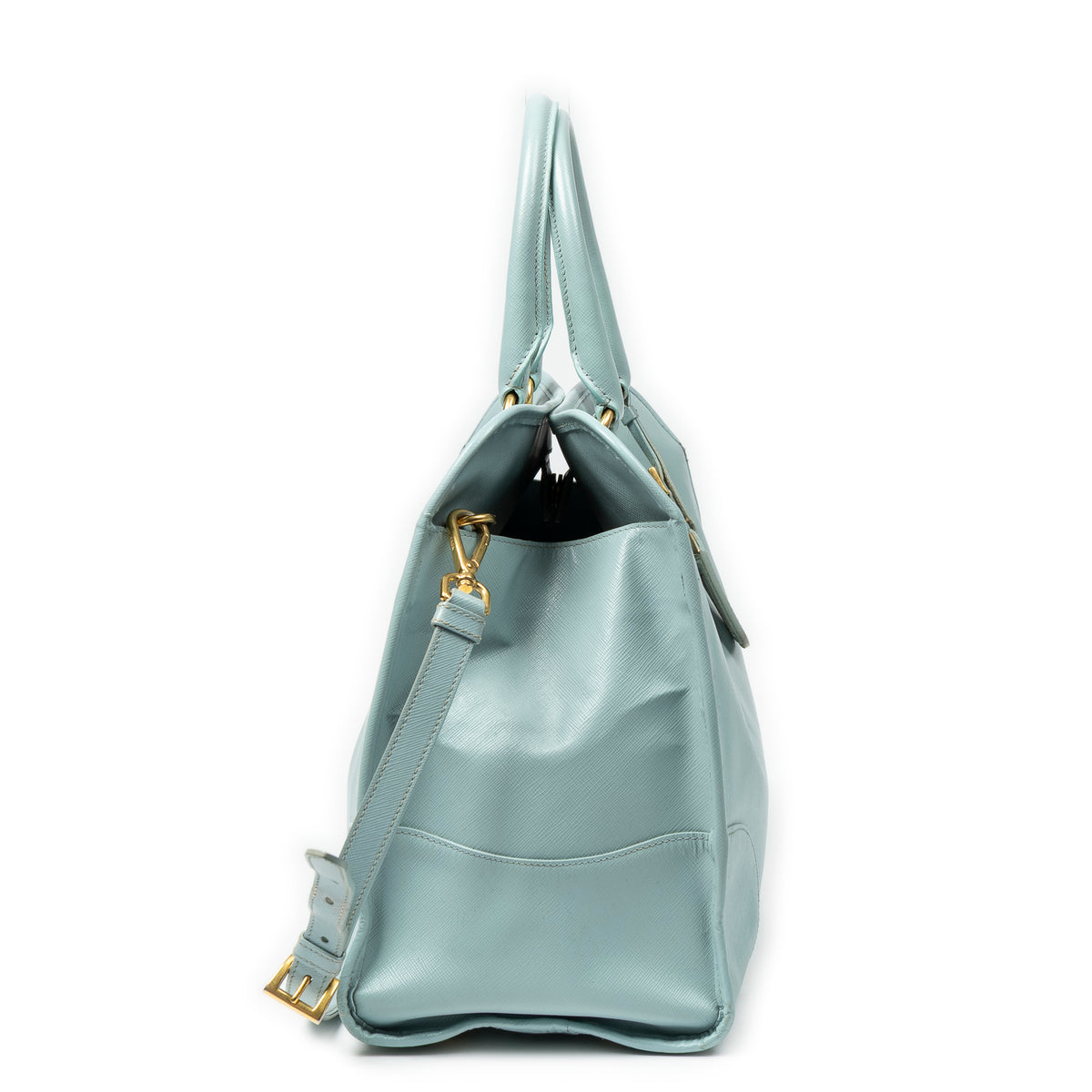 Shoulder Bag Convertible Open Tote Light Blue Saffiano Leather