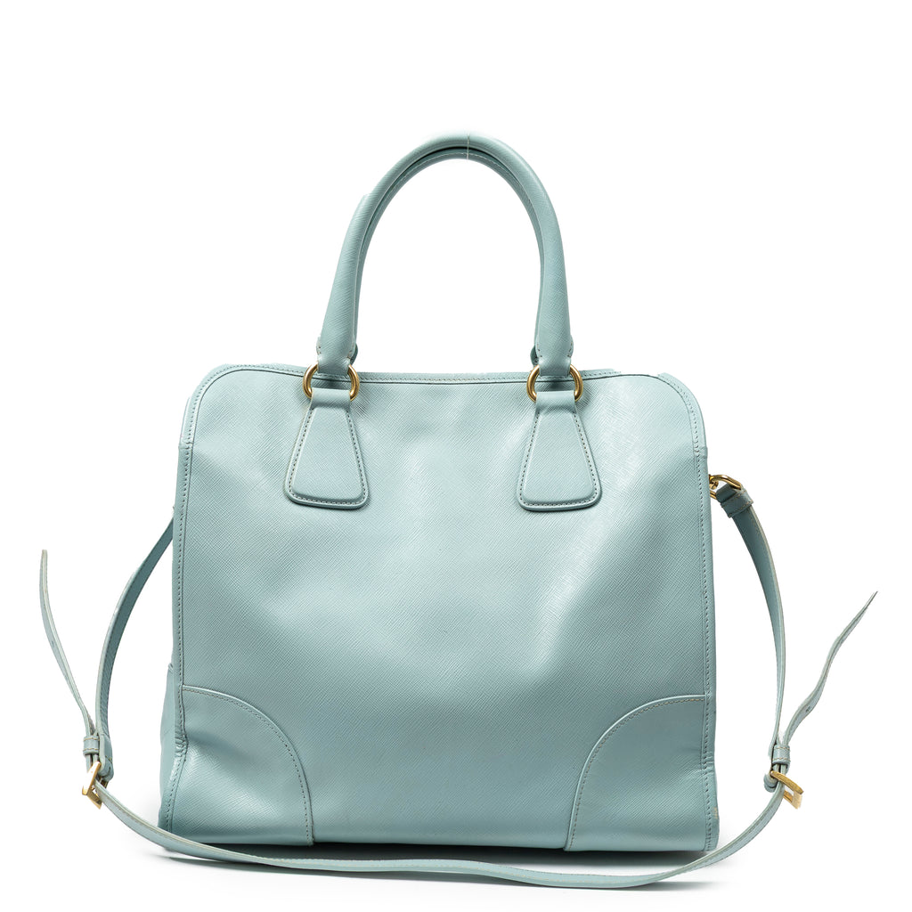 Shoulder Bag Convertible Open Tote Light Blue Saffiano Leather