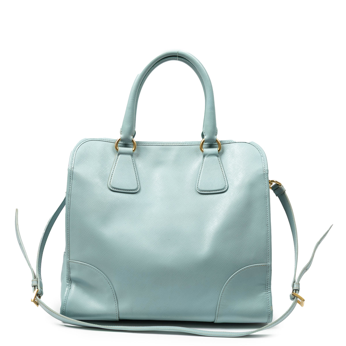 Shoulder Bag Convertible Open Tote Light Blue Saffiano Leather