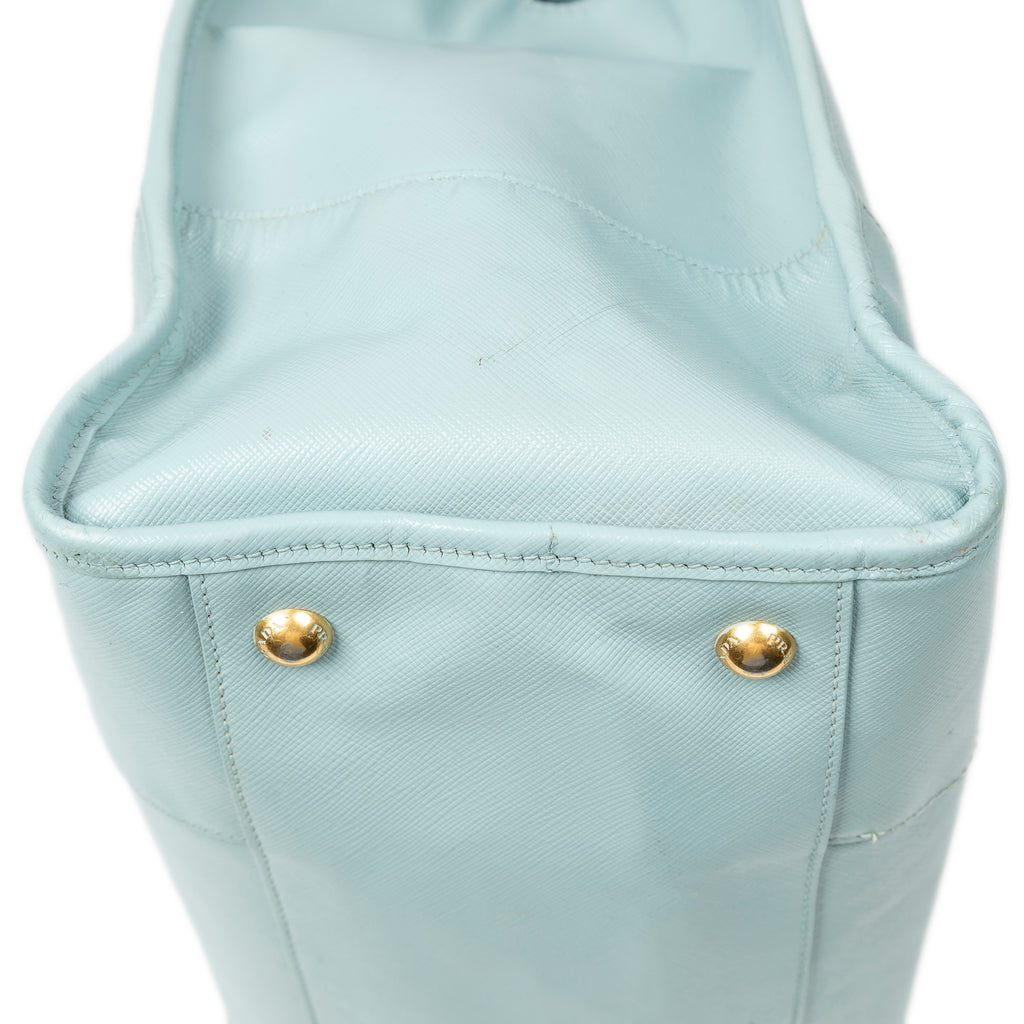 Shoulder Bag Convertible Open Tote Light Blue Saffiano Leather