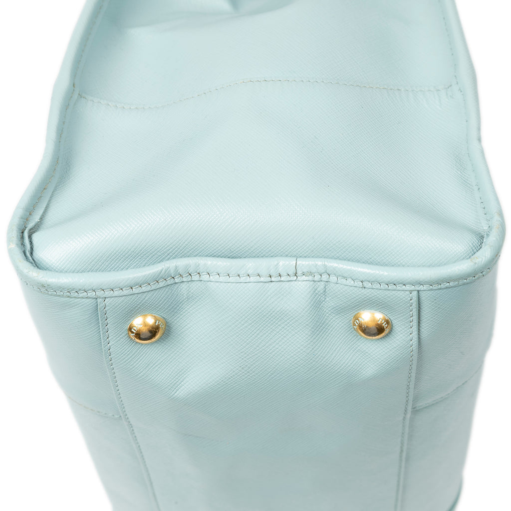 Shoulder Bag Convertible Open Tote Light Blue Saffiano Leather