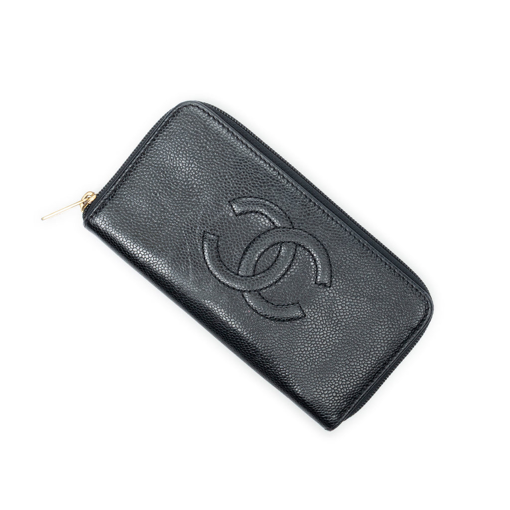 Wallet CC Timeless Zip Around Wallet Black Caviar Leather