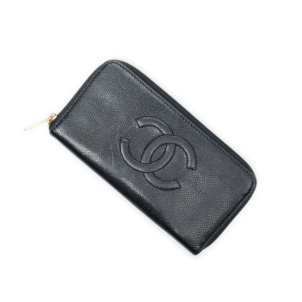 Wallet CC Timeless Zip Around Wallet Black Caviar Leather