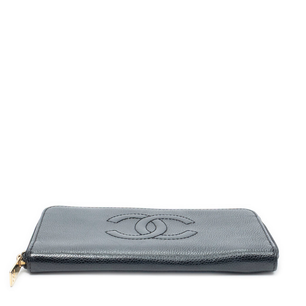 Wallet CC Timeless Zip Around Wallet Black Caviar Leather
