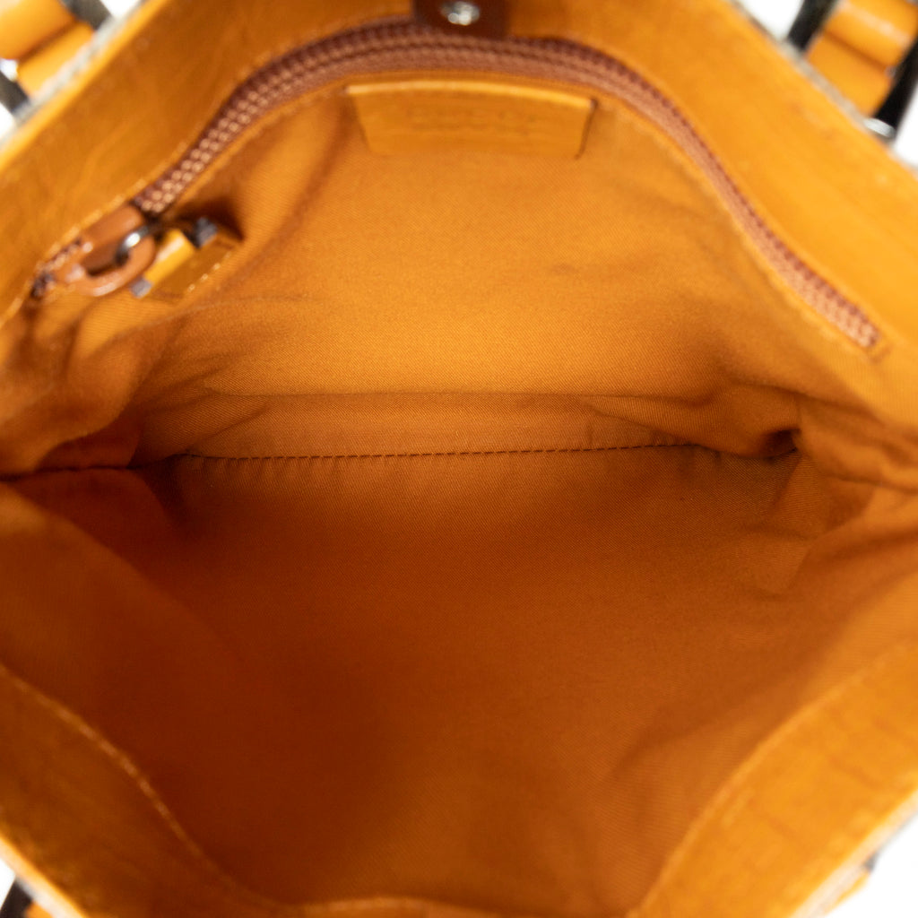 Handbag Mini Vertical Tote Mustard Yellow Supreme Coated Canvas