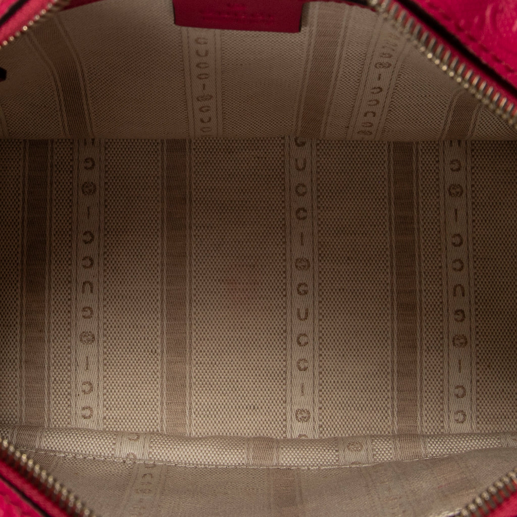 Shoulder Bag Boston Top Handle Fuchsia Pink GG Embossed Leather