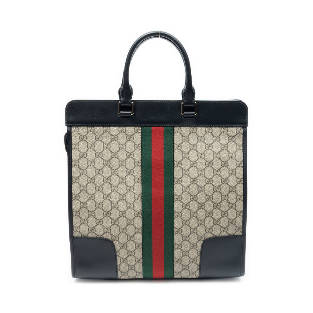 Handbag Web Stripe Tall Tote Beige Supreme Coated Canvas