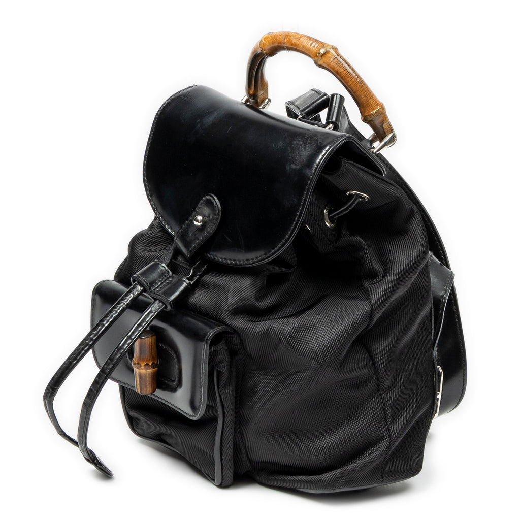 Backpack Mini Bamboo Backpack Black Nylon Canvas