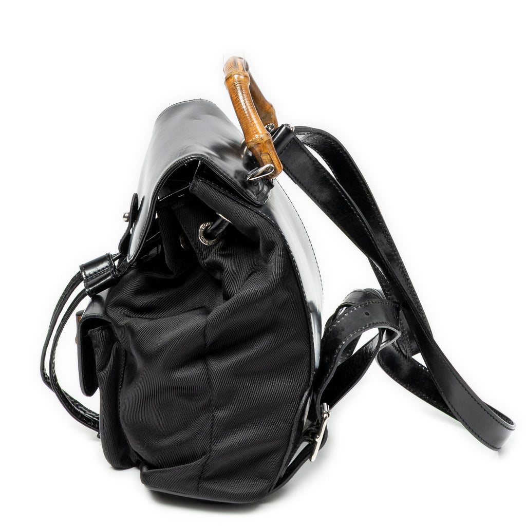 Backpack Mini Bamboo Backpack Black Nylon Canvas