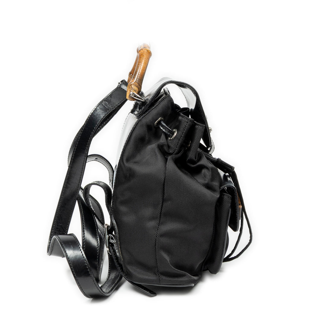 Backpack Mini Bamboo Backpack Black Nylon Canvas