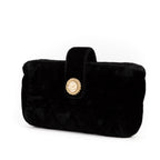 Pouch Interlocking CC Logo Velvet Pouch Black Velvet Canvas