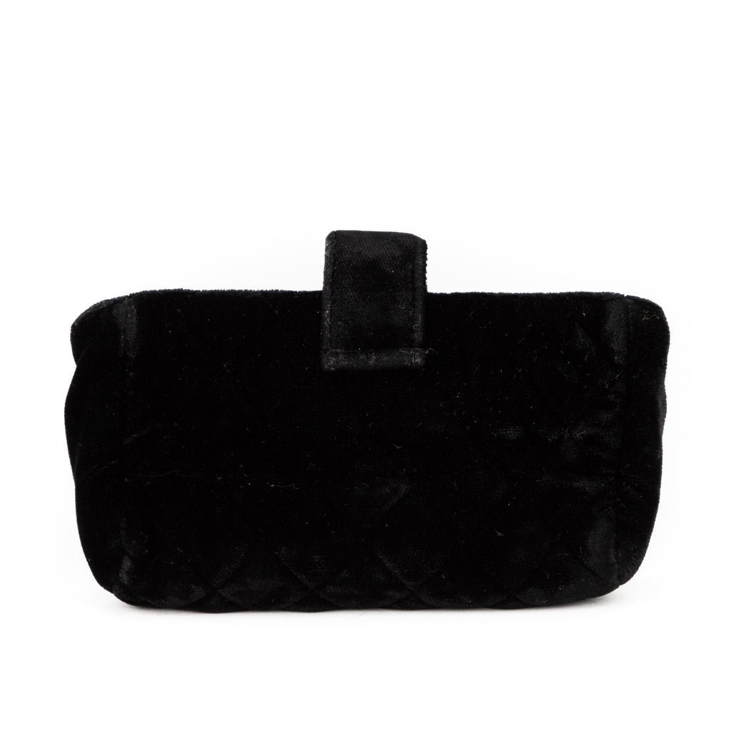 Pouch Interlocking CC Logo Velvet Pouch Black Velvet Canvas