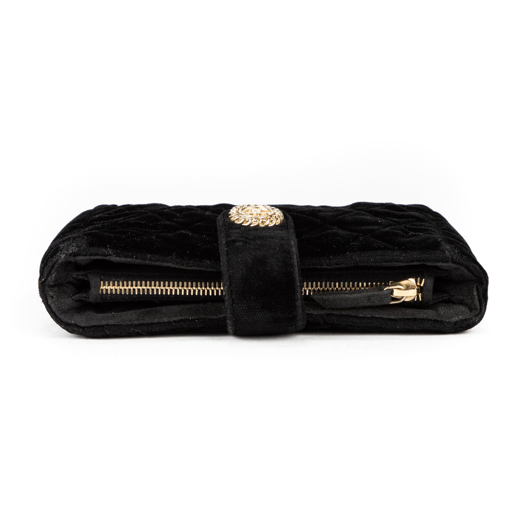 Pouch Interlocking CC Logo Velvet Pouch Black Velvet Canvas