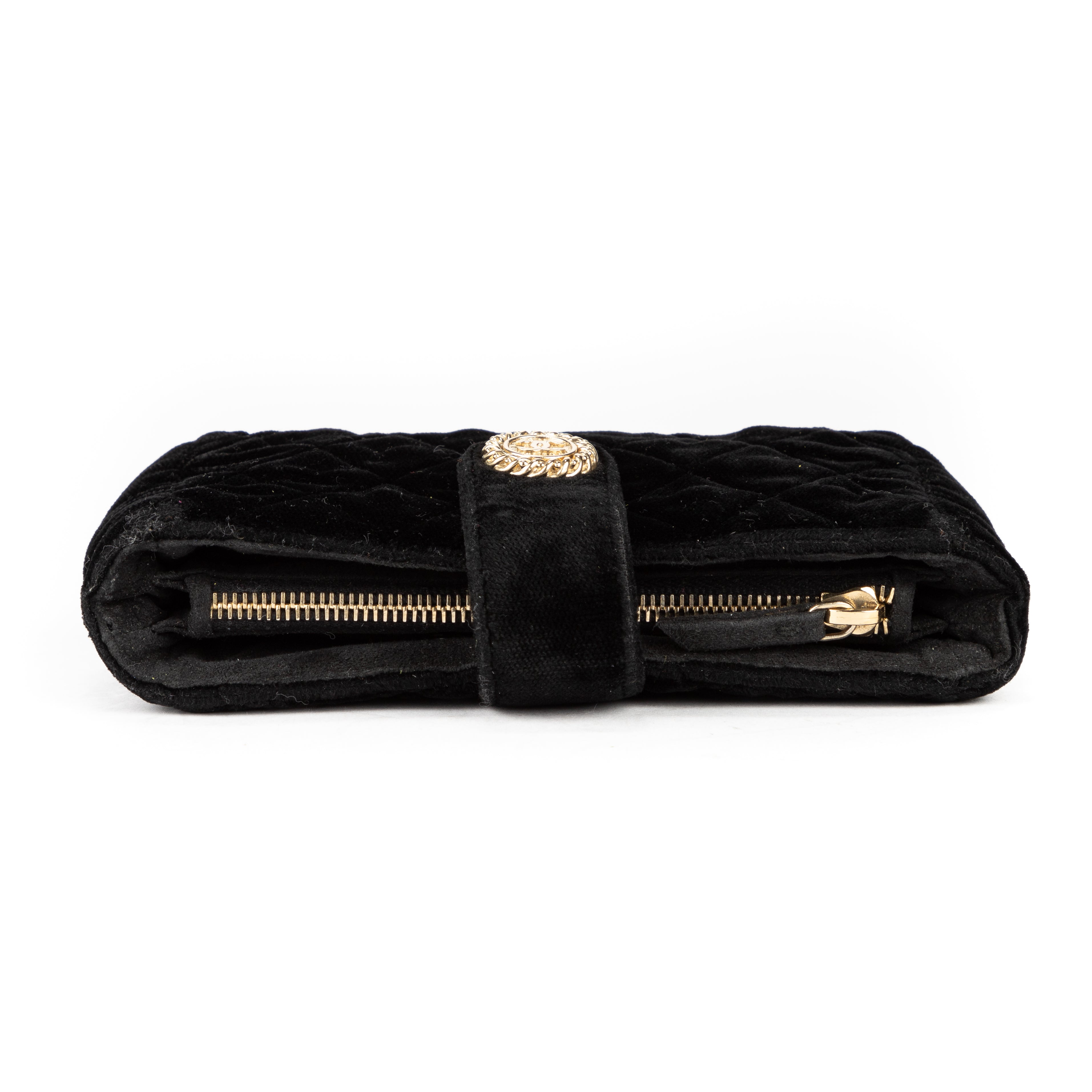 Pouch Interlocking CC Logo Velvet Pouch Black Velvet Canvas