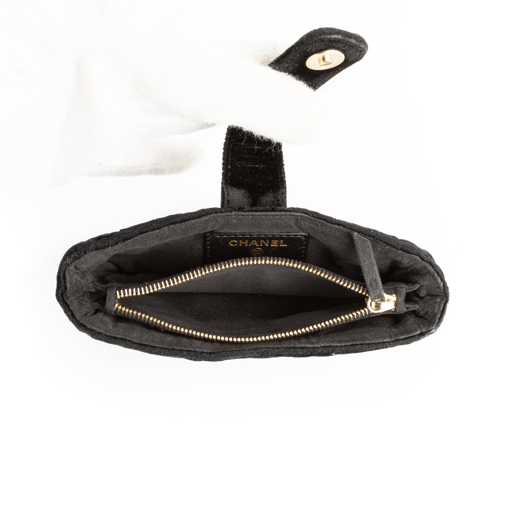 Pouch Interlocking CC Logo Velvet Pouch Black Velvet Canvas