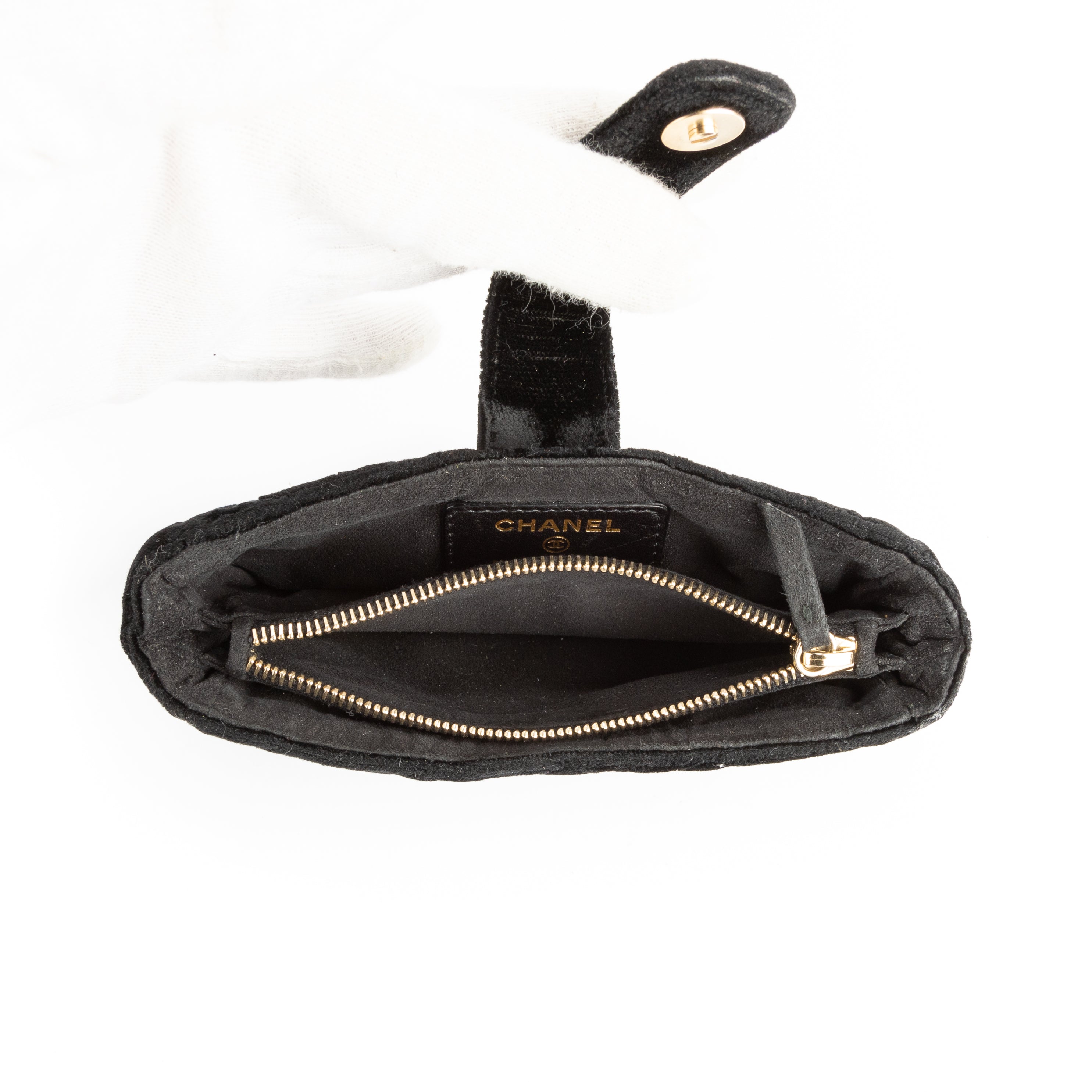 Pouch Interlocking CC Logo Velvet Pouch Black Velvet Canvas