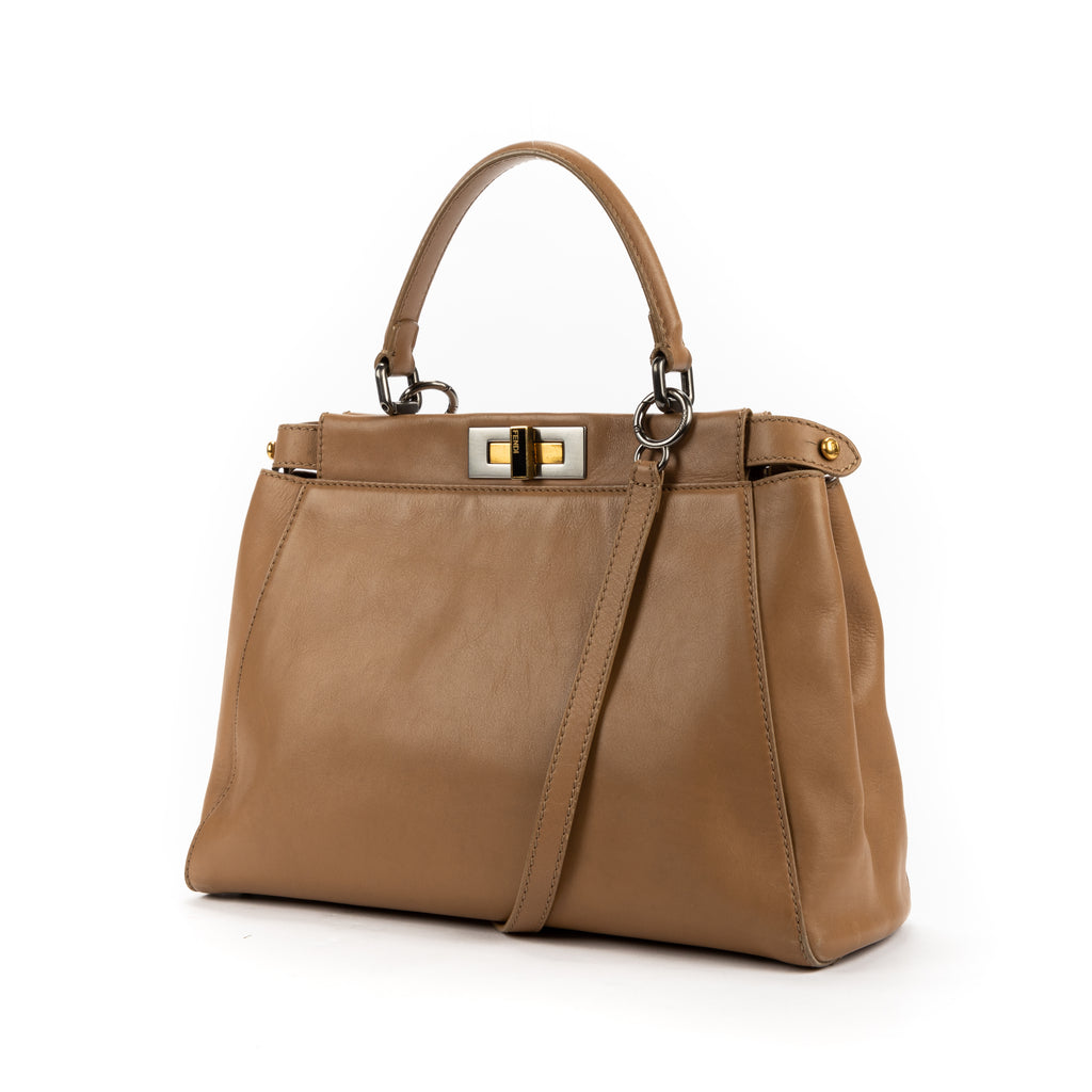 Handbag Peekaboo Beige Calfskin Leather