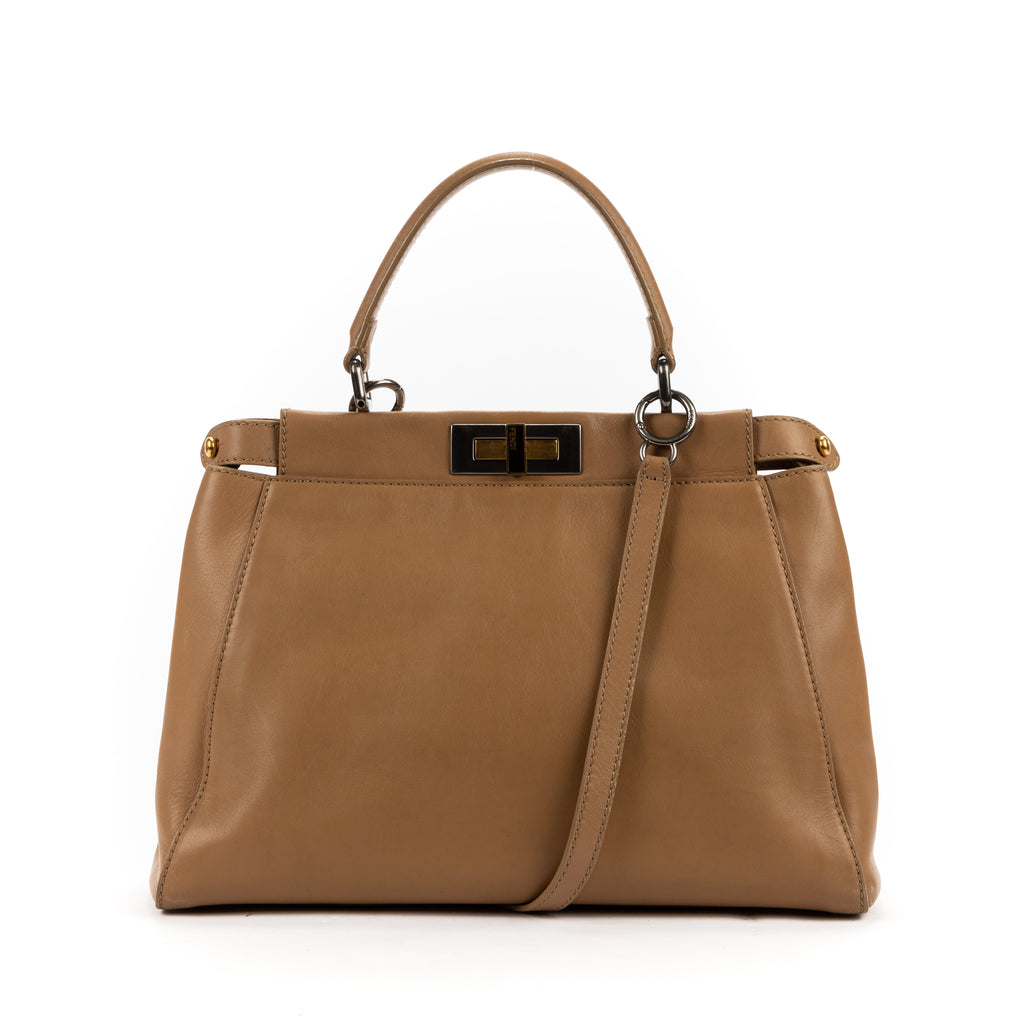 Handbag Peekaboo Beige Calfskin Leather