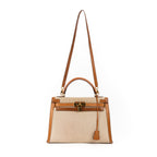Handbag Kelly Sellier 32 Beige Toile H Canvas/Courchevel Leather