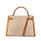 Handbag Kelly Sellier 32 Beige Toile H Canvas/Courchevel Leather