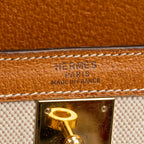 Handbag Kelly Sellier 32 Beige Toile H Canvas/Courchevel Leather