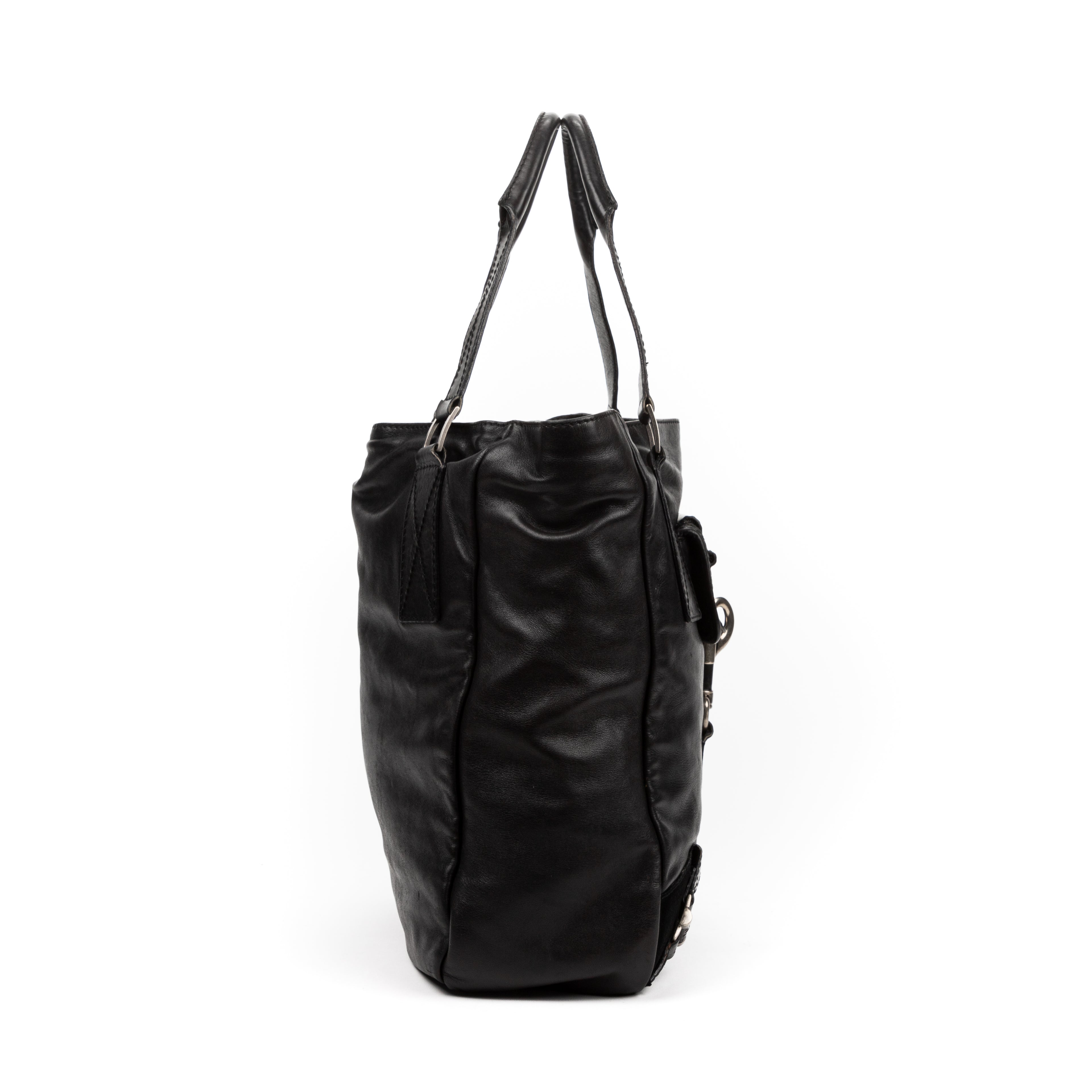 Handbag Cabas Rebelle Black Calfskin Leather