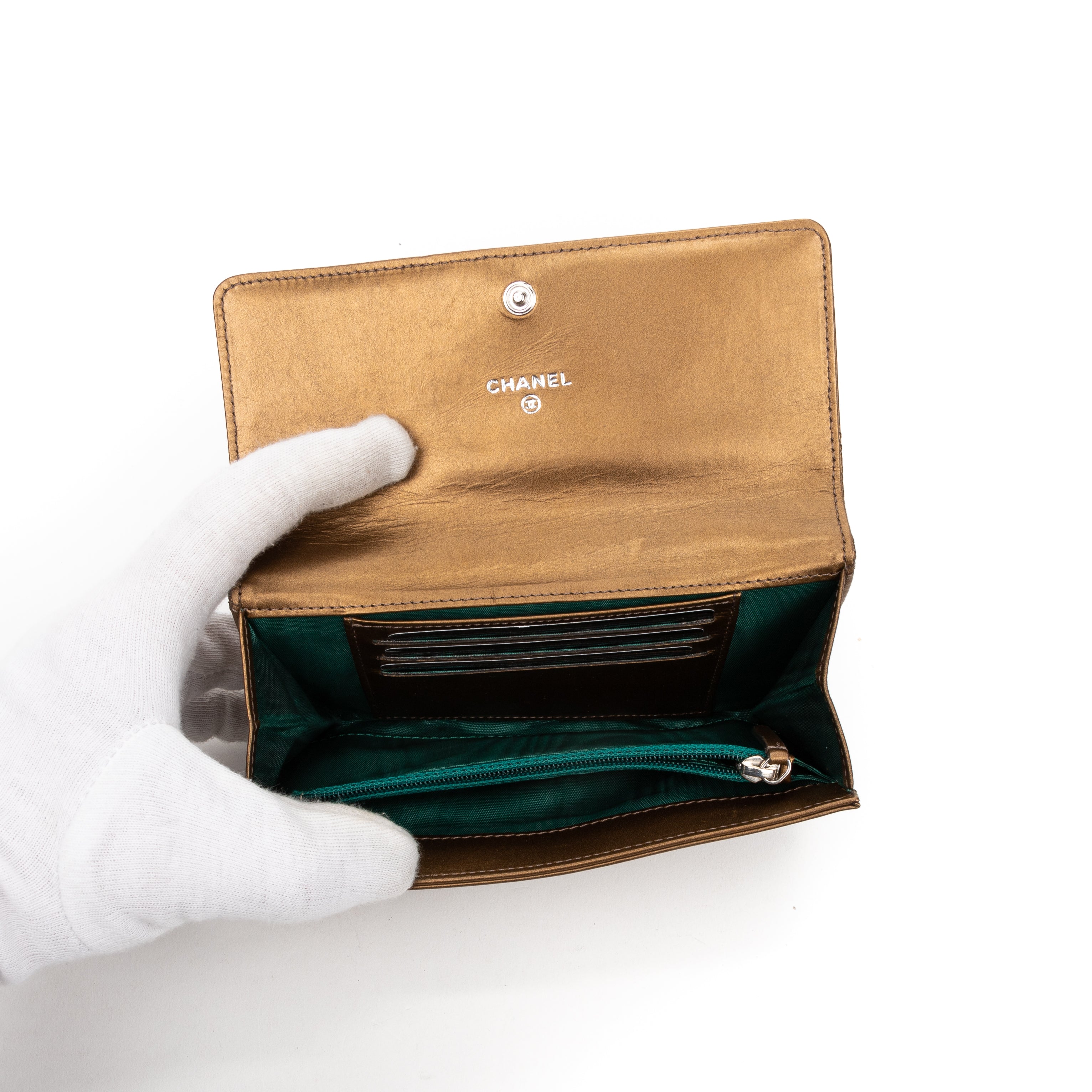 Handbag Ltd. Ed. Vintage Paris-New York Flap Wallet Gold Calfskin Quilted Leather