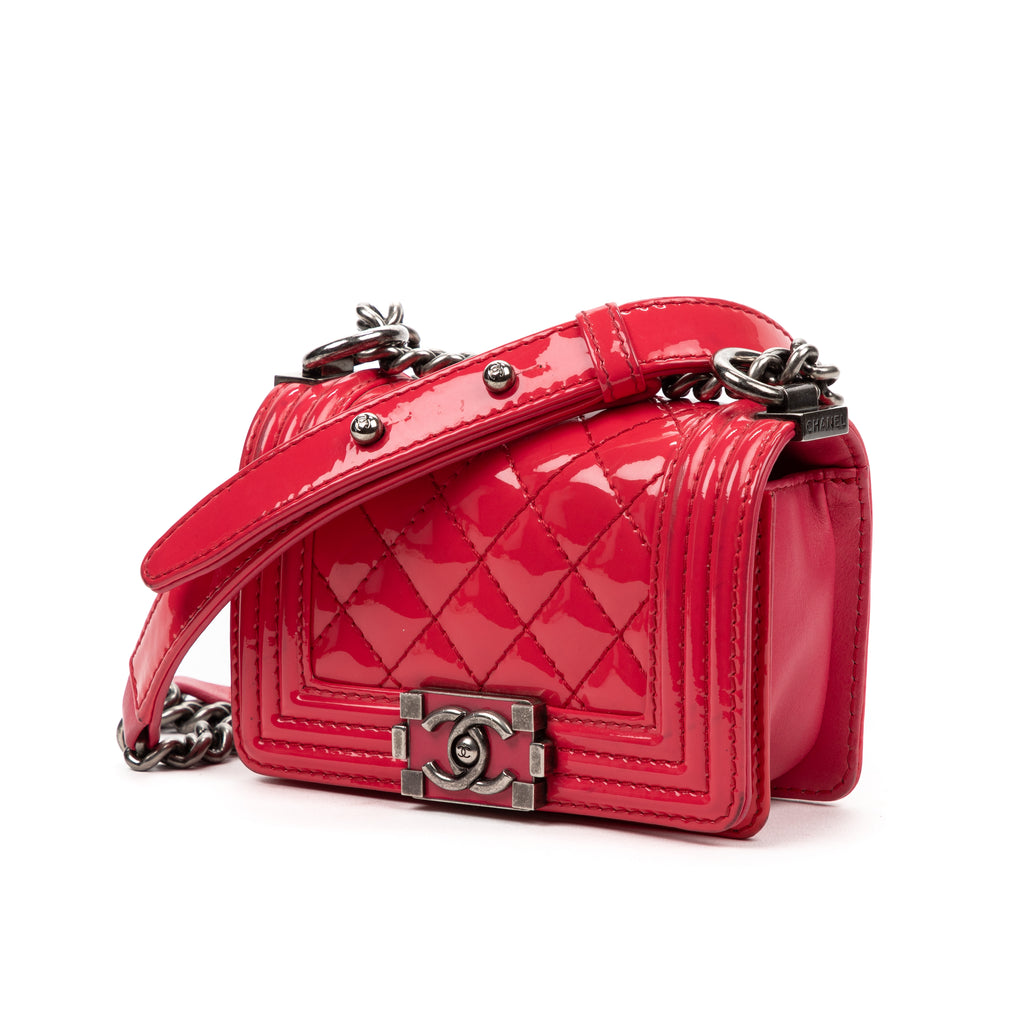 Shoulder Bag Mini Boy Mini Pink Patent Quilted Leather