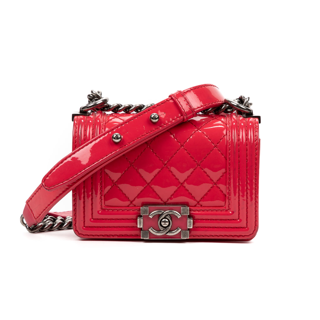 Shoulder Bag Mini Boy Mini Pink Patent Quilted Leather