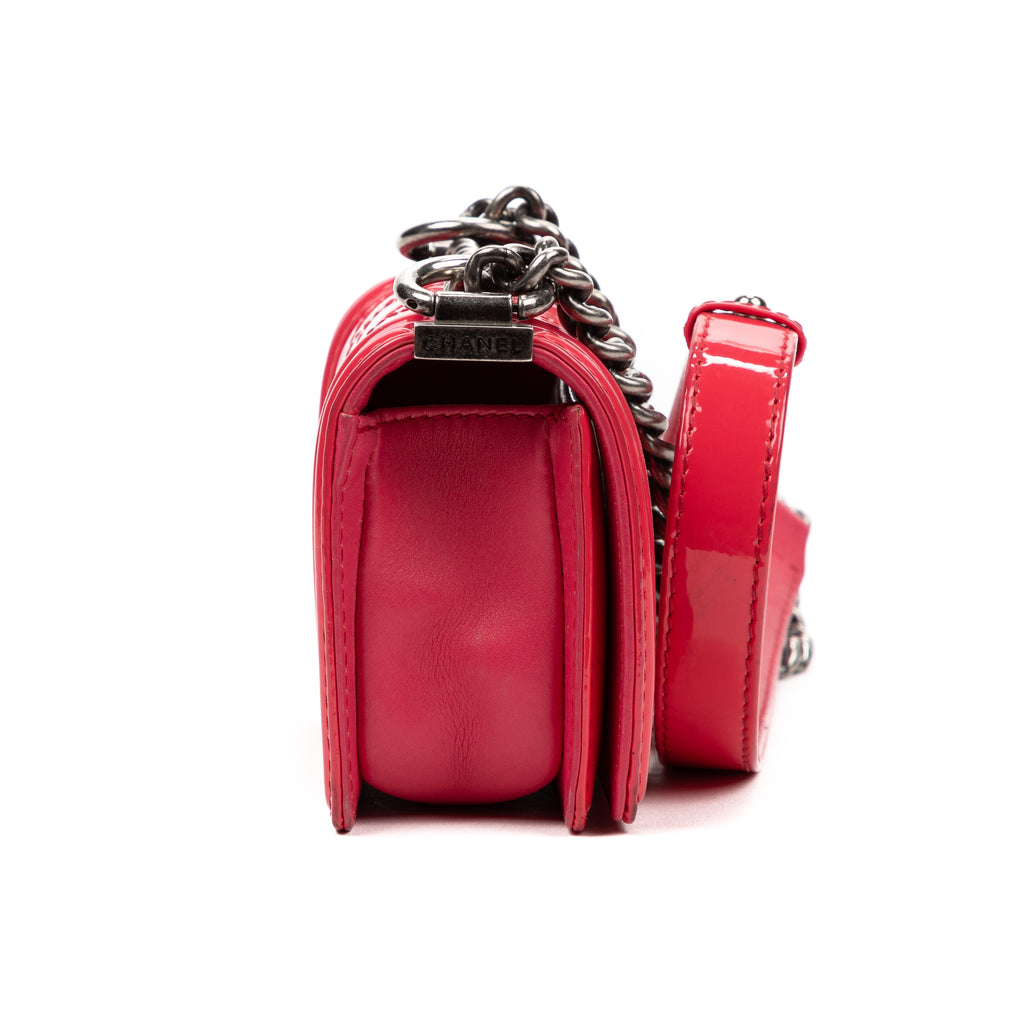 Shoulder Bag Mini Boy Mini Pink Patent Quilted Leather
