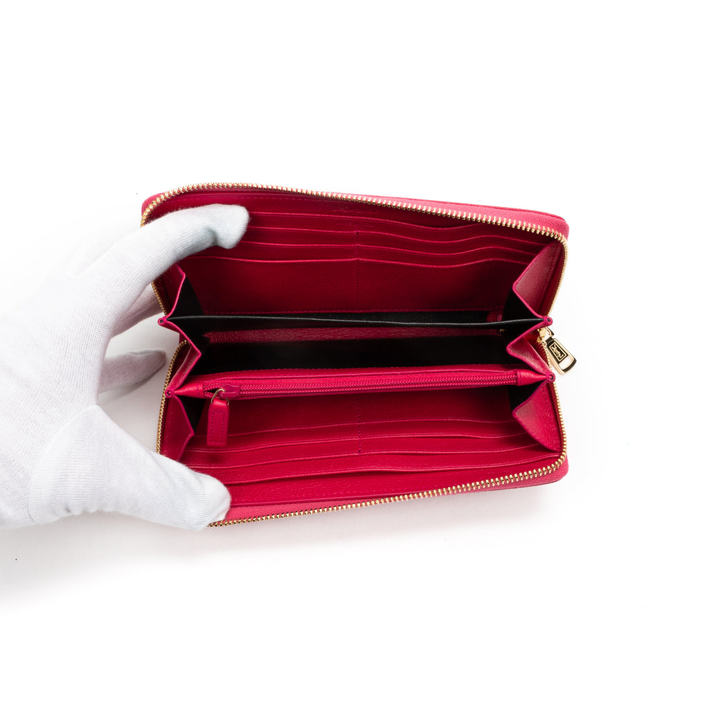 Wallet Portefeuille Pink Calfskin Leather