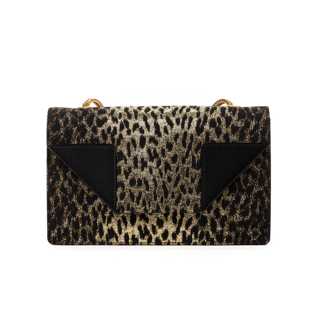 Handbag Betty Flap Mini Black Leopard Embroidered Canvas