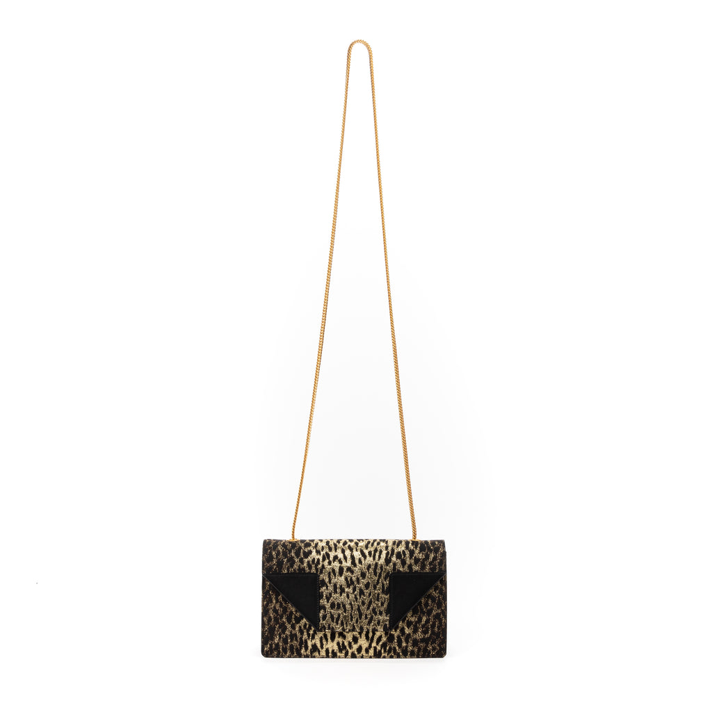 Handbag Betty Flap Mini Black Leopard Embroidered Canvas