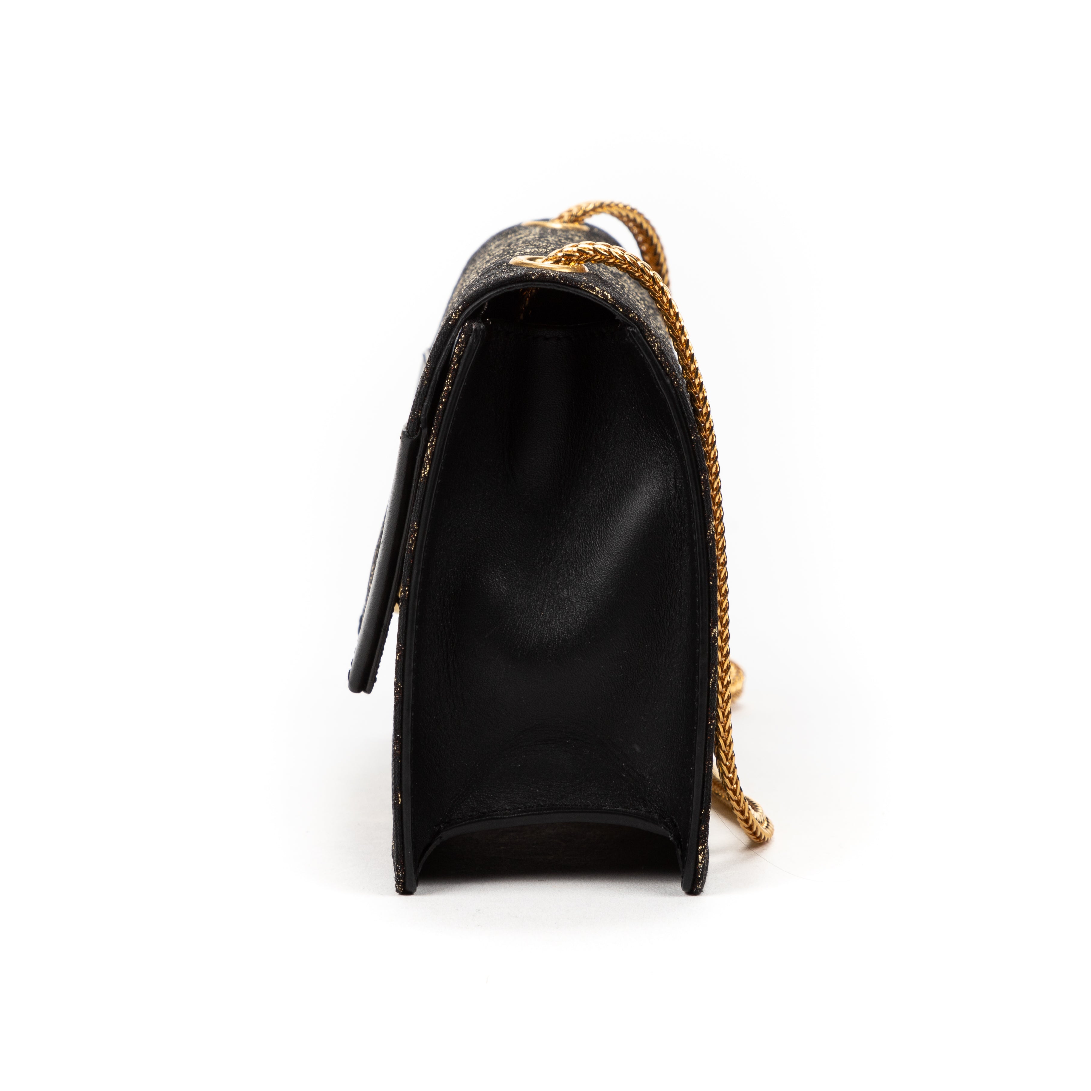 Handbag Betty Flap Mini Black Leopard Embroidered Canvas