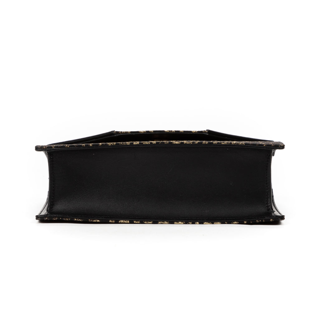 Handbag Betty Flap Mini Black Leopard Embroidered Canvas