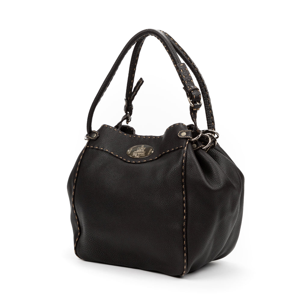 Shoulder Bag Vintage Bucket Selleria Bag Dark Brown Selleria Leather